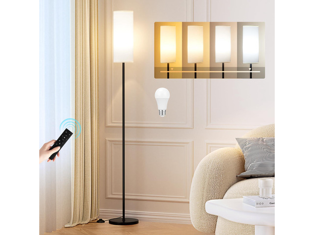64' Modern Floor Lamp with Remote Control, 9W Bulb Included Floor Lamps for Living Room, Stepless Dimmable Colors Temperature & Brightness,...