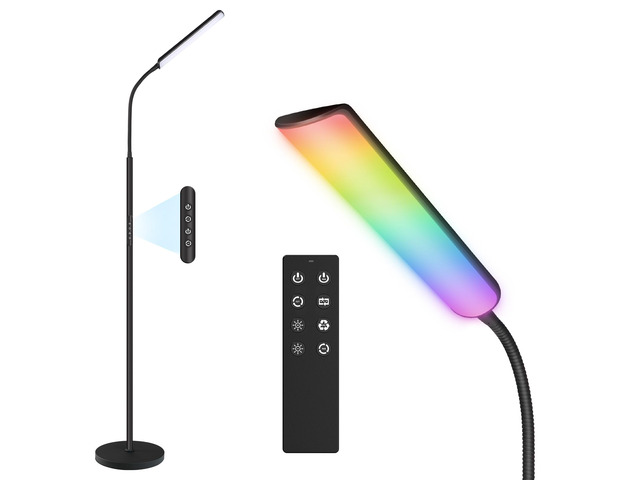 LED Floor Lamp, Stepless Adjustable 3000K-6000K Colors, RGB 4 Color Temps, Bright 15W Floor Lamps for Living Room with 1H Timer, Reading Standing...