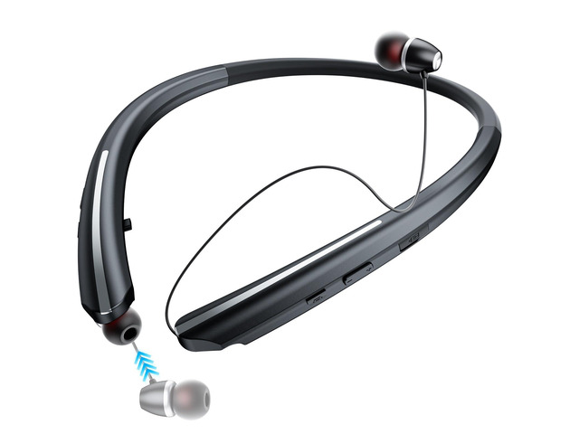 Neckband Bluetooth Headphones, Wireless Retractable Headset with Mic, IPX5 Sweatproof Earphones, Noise Cancelling Earbuds 22H Playtime for...