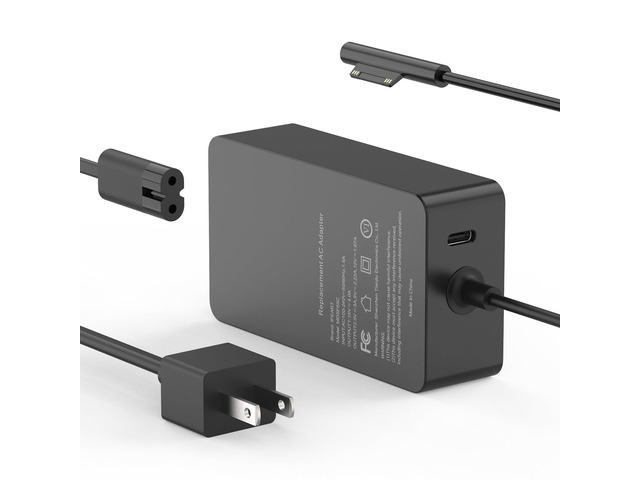 65W Laptop Charger Compatible with Microsoft Surface Pro 11, 10, 9, 8, 7+ Fast Charging for Surface Pro 7, 6, 5, X, Laptop 7/6/5/4/3/2/1/Studio,...