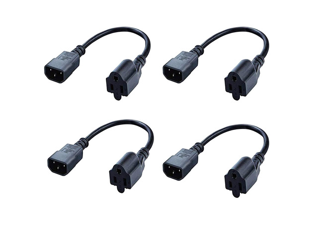 C14 to NEMA5-15R Power Plug,IEC 320 C14 Male to NEMA5-15R Power Cord, IEC 320 C14 to 5-15R Adapter Converter, 0.3M/1Feet