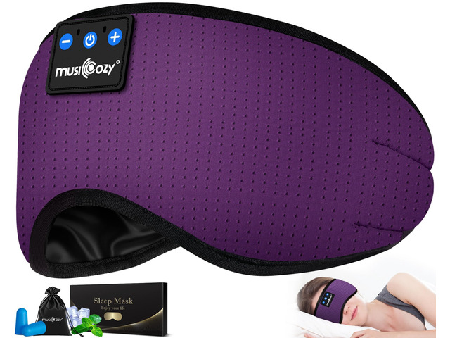 Sleep Headphones Bluetooth 5.4 Sleep Mask with HD Sound Breathable Flat Design with Cooling Lining, Washable Headband, 14 Hours Playtime for Travel...