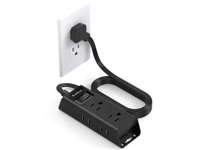 Cruise Essentials - Flat Plug Power Strip, 5 ft Ultra Flat Extension Cord with 6 Outlets Extender, No Surge Protector for Cruise Ship, Travel,...