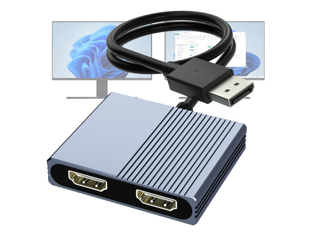 DisplayPort to Dual HDMI Adapter, 4K@60Hz DP to HDMI Splitter Extended Display, Double hdmi Adapter for 2 Monitors, hdmi Dual Monitor Adapter,...