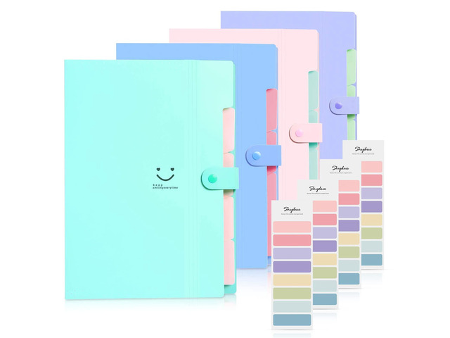Expanding File Folders with 5 Pockets, Accordion File Organizer with 32 Labels, Portable Document Paper Organizer, Filing Folders, Letter / A4...