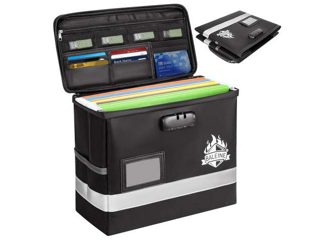 Fireproof Document Box with Lock, Portable Fireproof Document Bag Waterproof Fire Proof File Boxes for Documents, File Organizer Box for Important...
