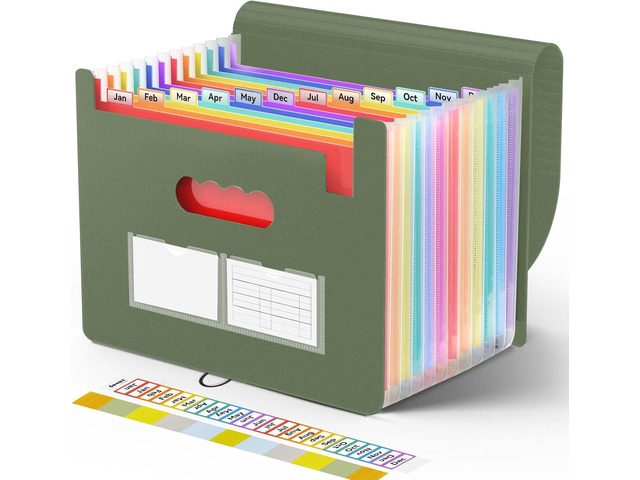 Accordion File Organizer, 13 Pocket Expanding File Folders, Letter/A4 Portable Monthly Paper Bill Tax Receipt Organizer, Letter A4 Size Document...