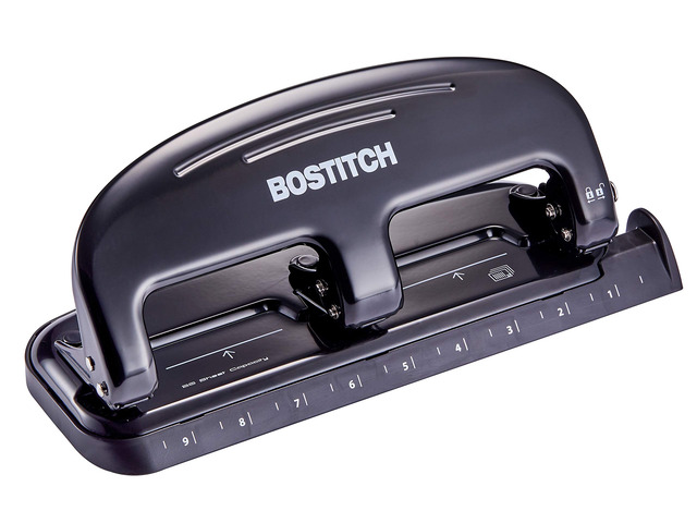 Office EZ Squeeze 20 Sheet Standard 3 Hole Punch, Metal Construction, Silver/Black (HP20)