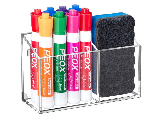 Magnetic Dry Erase Marker Holder for Whiteboard & Refrigerator Non-slip Acrylic Pen Holder for Classroom, Fridge Magnet, Locker Organizer...