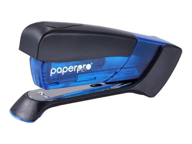 Compact Classic Desktop Stapler, 15 Sheet Capacity, No Effort, One Finger, 80% Easier Stapling, Blue