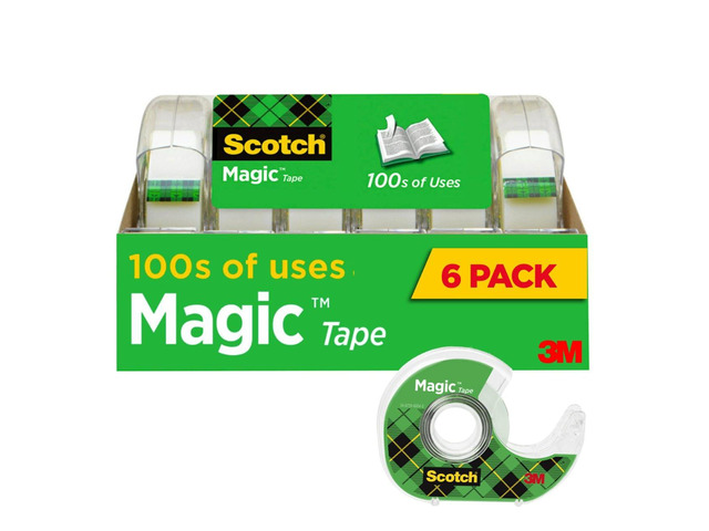 6122 Magic Tape & Refillable Dispenser, 3/4-Inch x 650-Inch, 1-Inch Core, Clear, 6/Pack