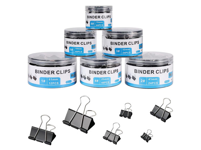 208 PCS Binder Clips Paper Clamps Assorted Sizes Black Metal Bulk Clip Paper Binder Clip, Black Binding Paperwork Clamp, School Teachers Office...