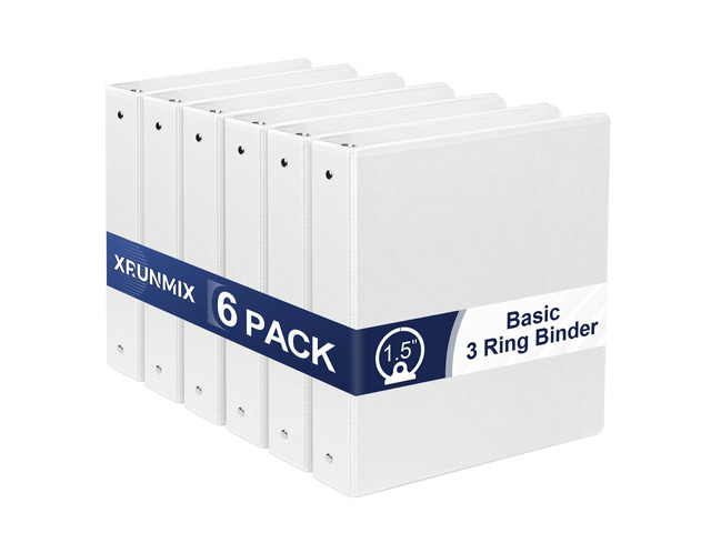 1.5-Inch 3-Ring Binder with Pockets, 1-1/2 Premium View Binders with Three Ring Binders Holds up to 325 Sheets US Letter Size, Bulk Pack of 6,...