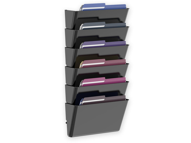 6 Pockets Acrylic Wall File Organizer, Wall File Holder Black Single Wall File Organizer, Save Space, Sturdy Acrylic Material, Black File Holder...