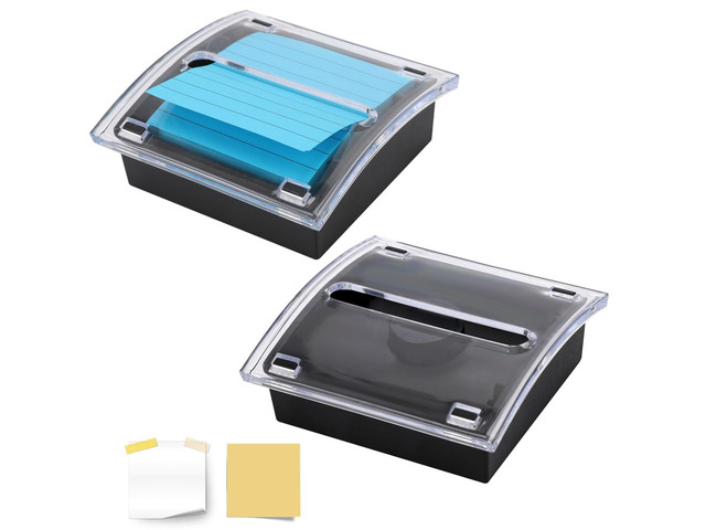 Pop Up Sticky Note Dispenser Sticky Note Holder Pop Up Note Dispenser Transparent Top for 3 x 3 Inch Sticky Notes School Office Home Store Black...