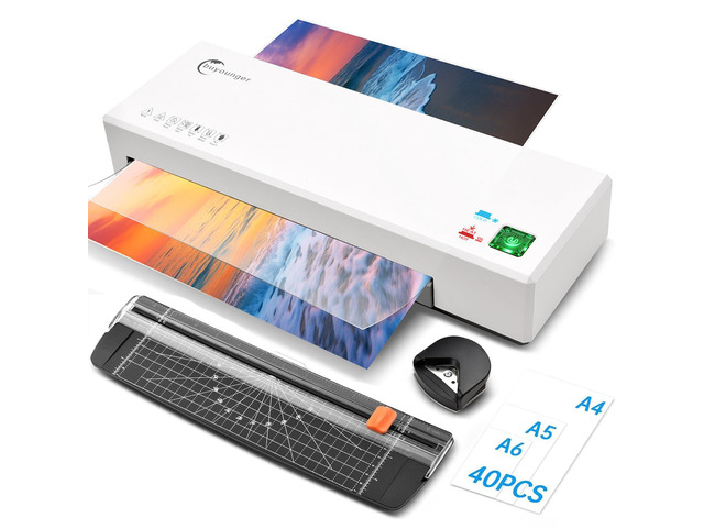 9 Inch Thermal Laminator Machine Set with 40 Sheets Fast 1 Min Warmup, 340mm/min Speed, ABS Anti Jam Button, Cold Mode, Included Trimmer & Corner...