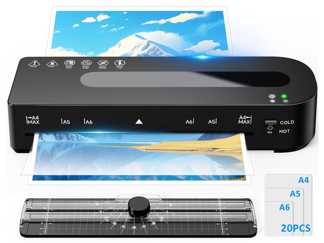 9 Inch Laminator Machine Hot & Cold with 20 Laminating Sheets and Trimmer A4 Laminating Machine for Office, School, Business and Home