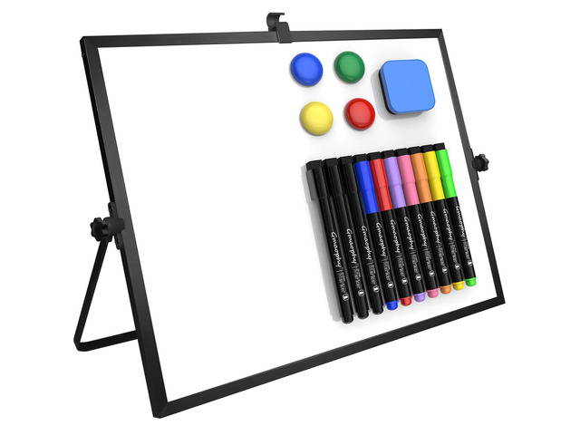 White Board with Stand, Small Dry Erase Board, 16'x12' Magnetic Whiteboard Double-Sided Dry Erase Board with Stand, Desktop Whiteboard Easel,...