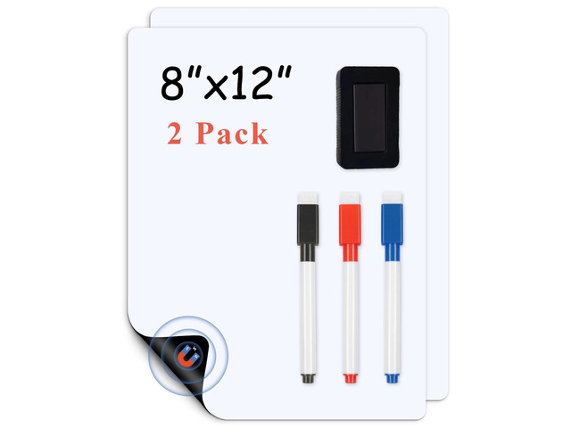 Magnetic Whiteboard for Fridge 2-Pack: Two Zones for Family Plans Help Organize Grocery Lists & Kitchen Notes - 2 Small 12' x 8' Dry Erase Board...