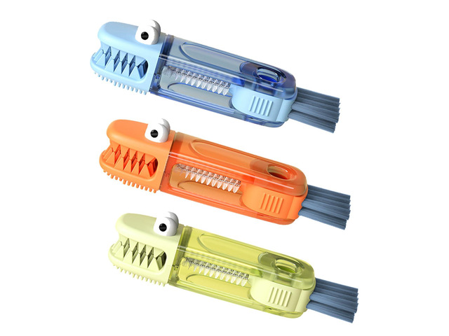3-in-1 Bottle Brush, Straw Cleaner, Cup Lid Gap Cleaning Brush Set Crocodile design, 360-degree rotating head, BPA-free silicone, non-slip grip,...