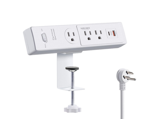 50W Desk Clamp Power Strip with USB-C 30W PD, Desktop Mount Surge Protector, Fits Max 2.5' Table Edge, 980J Surge Protector, 20W USB A, 6FT...