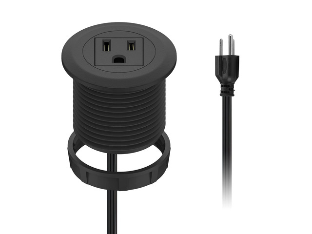 Mini Desktop Power Hub Grommet Socket, Flush-Mount Desk Outlet Build-in 1 US Standard Outlet with 6.56 FT Extension Power Cord, Recessed Power...