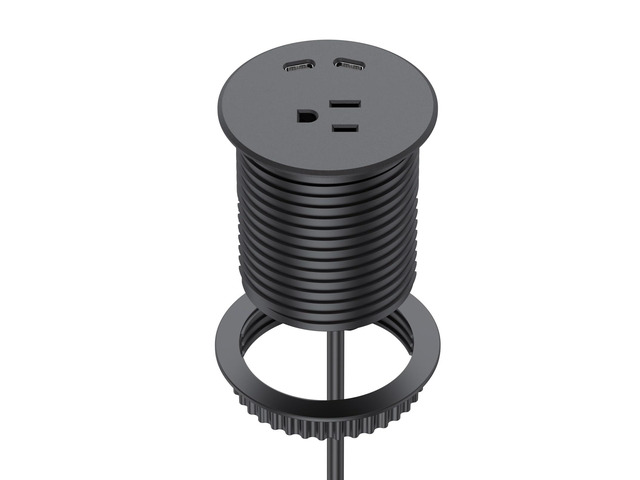 Desk Power Grommet, Recessed Power Strip with AC Outlet & 2X PD 20W USB C 6.56FT Cable 2.36'(60mm) Cut Hole for Modern Desk, Kitchen Island &...
