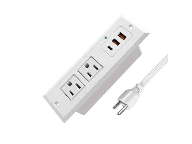 Recessed Power Strip with 20W USB-C Desktop Charge Station with 3 Fast Charging USB Ports Flush Mount Furniture Outlet for Conference Table...