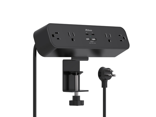 PD30W Desk Clamp Power Strip, Surge Protector, Fast Charging Station 4 Outlets, 4USB (2USBC), Desk Organizer Gaming Accessories Office Essentials,...