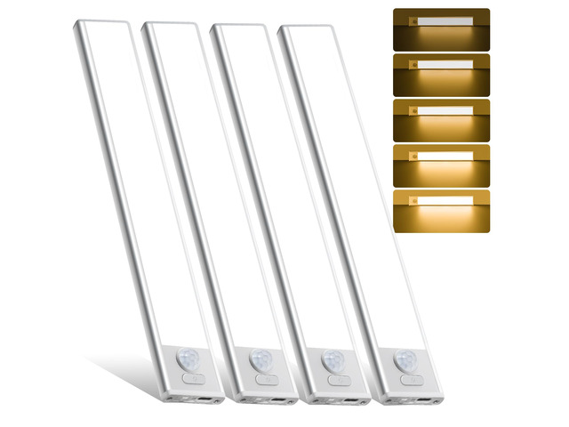 16inch Under Cabinet Lighting, 4 Pack Rechargeable Motion Sensor Light Indoor, Wireless Dimmable Magnetic Closet Lights, 68 LED Under Counter...