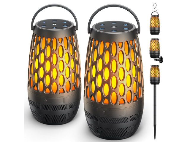 Outdoor Speakers Bluetooth Waterproof IPX6 with Flame Lights, Gadget Gifts for Men/Dad, Hd Stereo Sound, BT 5.3 Multi-Sync to 100 Speakers,...