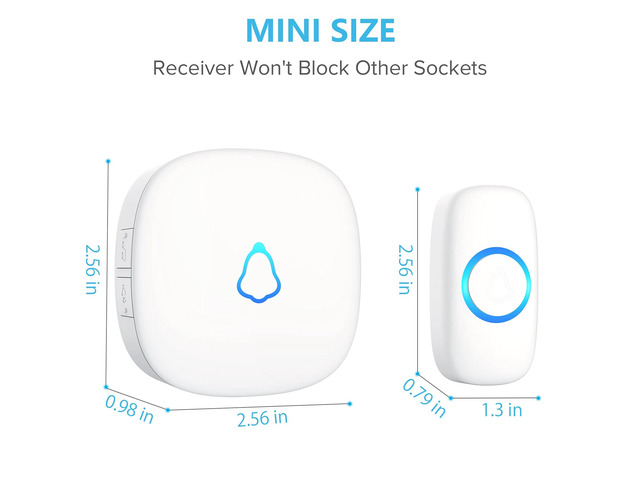 Wireless Doorbell 2 Buttons 2 Receivers, Mini Waterproof Door Bell Operating at 1000 Feet, M520+F55 Doorbells with 52 Melodies, 5 Volume Levels &...