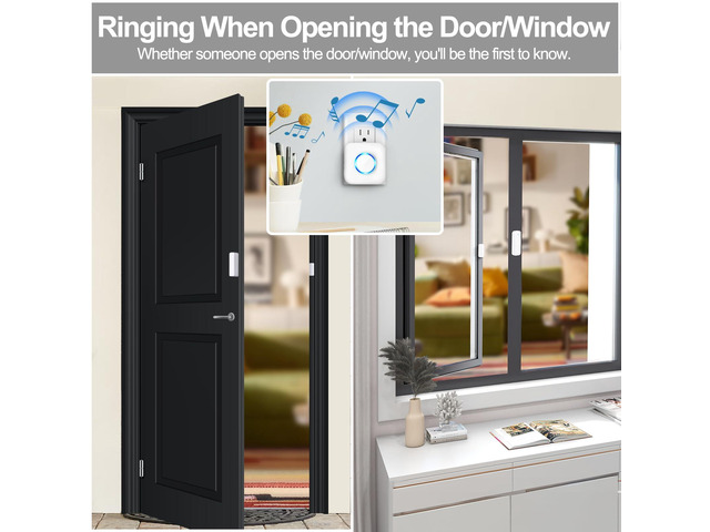 Door Chime, Wireless Door Entry Alarm for Store & Office 600FT Range Door Open Sensor with 58 Chimes, 5 Volume Levels. 3 Sensors + 1 Receivers for...