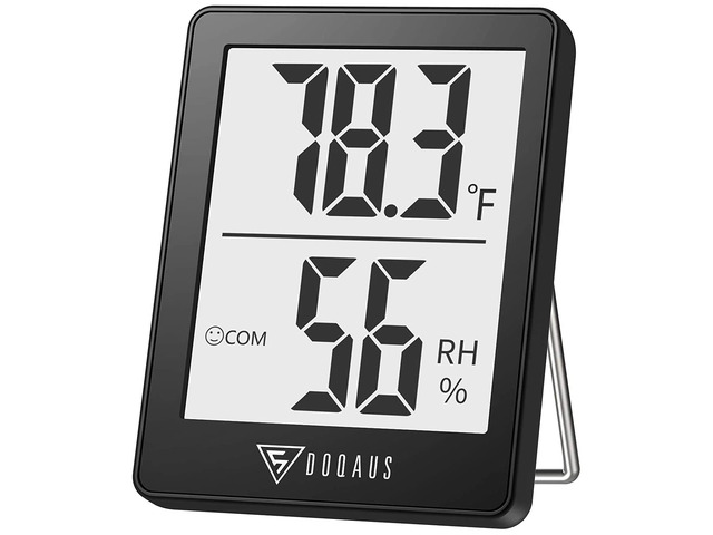 DOQAUS Digital Hygrometer Indoor Thermometer Humidity Meter, Black Mini Room Thermometer, 5s Fast Refresh, Accurate Temperature and Humidity...