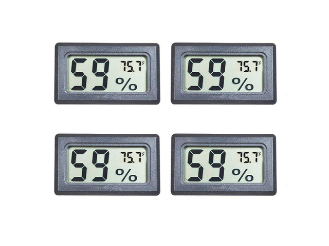 4-Pack Mini Indoor Temperature Humidity Meters Digital Gauge Thermometer Hygrometer Fahrenheit () Display for Reptile Tank,Jars,Guitar...