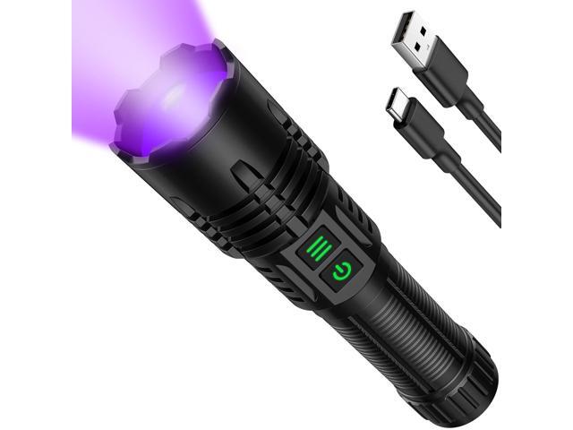 UV Blacklight & High Lumens Flashlight Rechargeable, Powerful Blacklight Flashlights for Pet Urine Detection, Resin Curing, Scorpion, Zoomable...