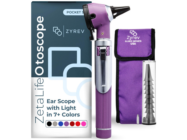 ZetaLife Otoscope - Ear Scope with Light, Ear Infection Detector, Pocket Size (Purple Color)