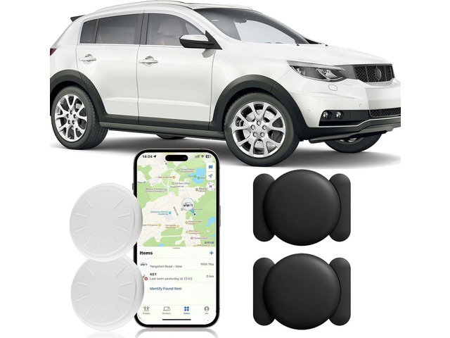 GPS Tracker for Vehicles, 2PCS Real Time Car Tracker Device Hidden, Work with Find My (iOS Only), Mini Magnetic Tracker Device for Vehicles Cars...