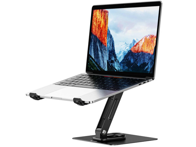 LS12 Laptop Stand with 360° Rotating Base, Ergonomic Adjustable Notebook Holder, Computer Riser Stand Compatible with Air, Pro, Dell, HP, Lenovo...