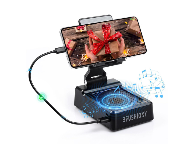 Birthday Gifts for Women Men, Foldable Adjustable Phone Stand with Bluetooth Speaker & 5000mAh Charger, HD Stereo Surround Sound Anti-Slip Holder...