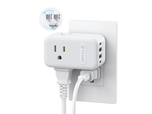 Multi Plug Outlet Extender with 2 PD 20W USB C Charger and 3 Outlets 360 Rotating Plug, 4 USB Plug Adapter, 2 USB C and 2 USB A, A Small Charging...