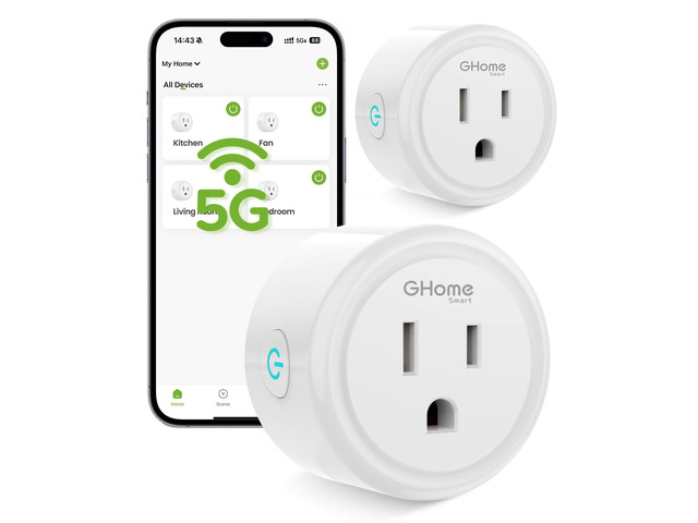5G 15A WiFi Smart Plug Compatible with Alexa and Google Home, Outlet Timer Smart Home WiFi Outlet Timer with Remote Control, 5GHz and 2.4GHz Wi-Fi...