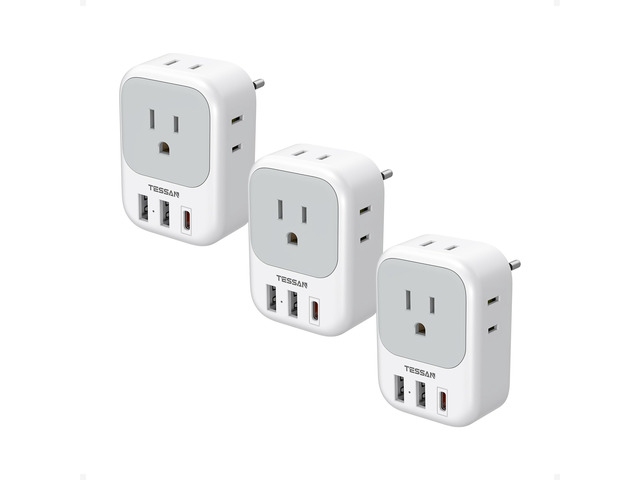 European Travel Plug Adapter 3 Pack, US to Europe Plug Adapter Not A Voltage Converter, PD 20W, 4 AC 3 USB Ports, Type C Power Adaptor, USA to EU...