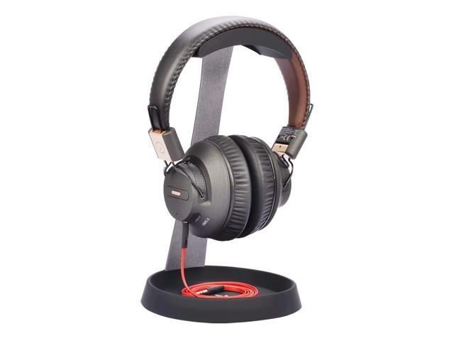 HS102 - Metal & Silicone Headphone Stand Hanger with Cable Holder, Black Desk Earphone Mount Rack, Fancy Music Studio Accessories
