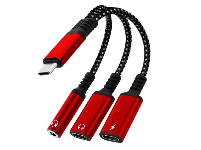 1 in 3 USB C to Type-C Charging and Type-C Headphones Plus 3.5mm Headphones PD 60W Charging Adapter, Compatible with GalaxyS22, iPad Pro, Pixel,...