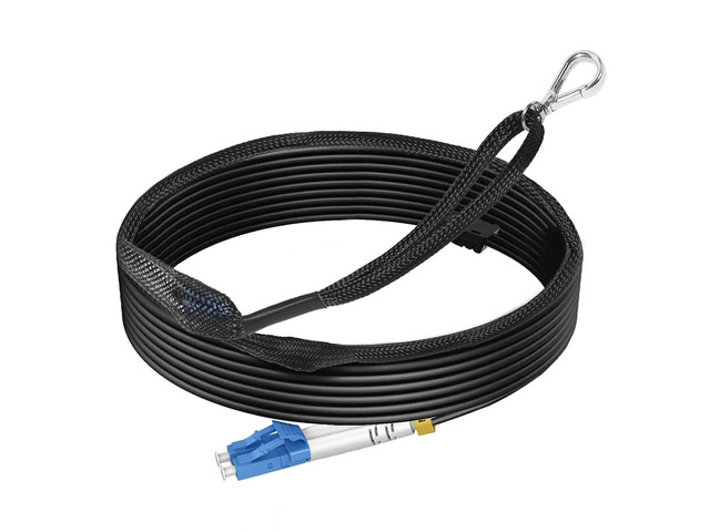 164ft/50m OS2 LC to LC Outdoor Armored Single Mode Fiber Patch Cable, Direct Burial Industrial TPU, SM 10GB Duplex, (9/125) with Pulling Eye Kit,...