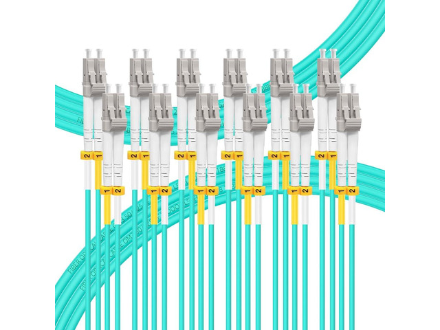 LC to LC Fiber Patch Cable OM4 Multimode 5M/16ft 6 Pack Duplex, 50/125um MMF, MM Multi-mode Fiber Jumper, For 10G/40G/100G Transceivers / Data...
