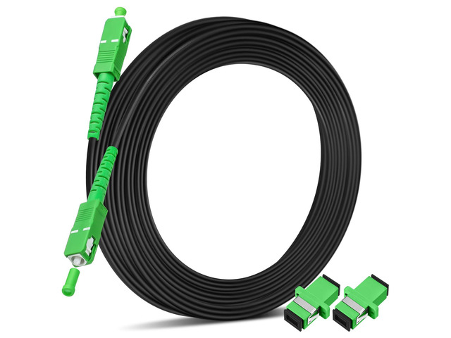 100ft/30m SC/APC Fiber Optic Internet Cable OS2 Single Mode Outdoor Armored SC/APC Fiber Optic Cable SC to SC Jumper SIMPLEX Patch Cord ATT &...