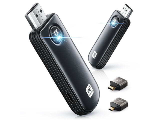 Wireless HDMI Transmitter and Receiver, HDMI Wireless 4K Decode 1080P Output, 2.4G/5.8G, 328FT/100M, Plug &Play for Laptop Camera TV Box to TV...