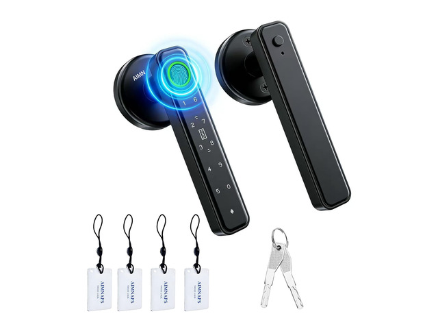 Smart Fingerprint Door Lock, Door Locks for Bedroom, Keyless Entry Door Knob (Fingerprint/Code/Key) Auto Lock for Apartment, Office-Black